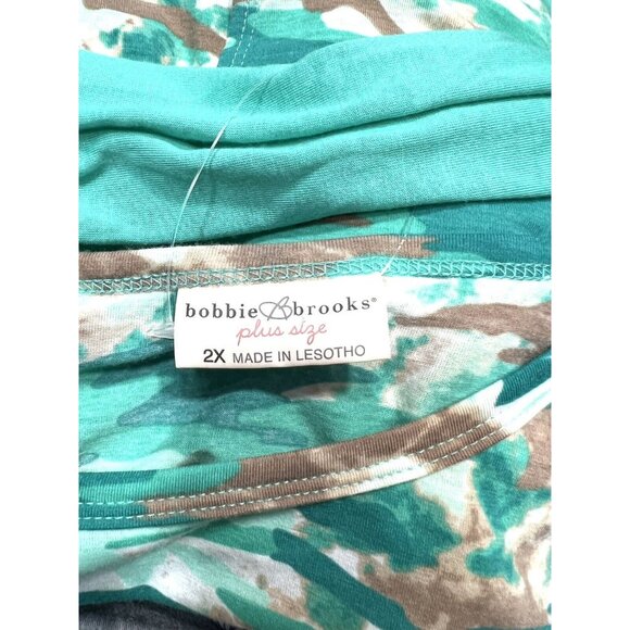 NWT bobbie brooks Women 2x knit top & scarf cap sleeves green Stretch - Picture 7 of 14